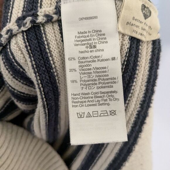 🤍 MSRP $98 Madewell Greensboro Beige Stripe Button-Back Sweater – Size Small 🤎 - Picture 7 of 11